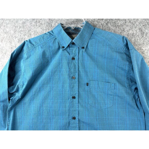 Panhandle Blue Button Down Shirt Long Sleeve Western Sz L Tuf Cooper Performance - Picture 2 of 9